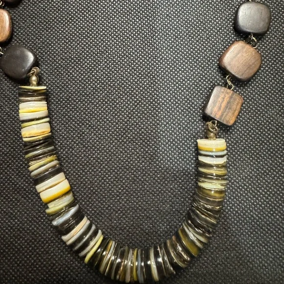 Banana Republic Wooden and Metal Bead Necklace - Picture 2 of 3